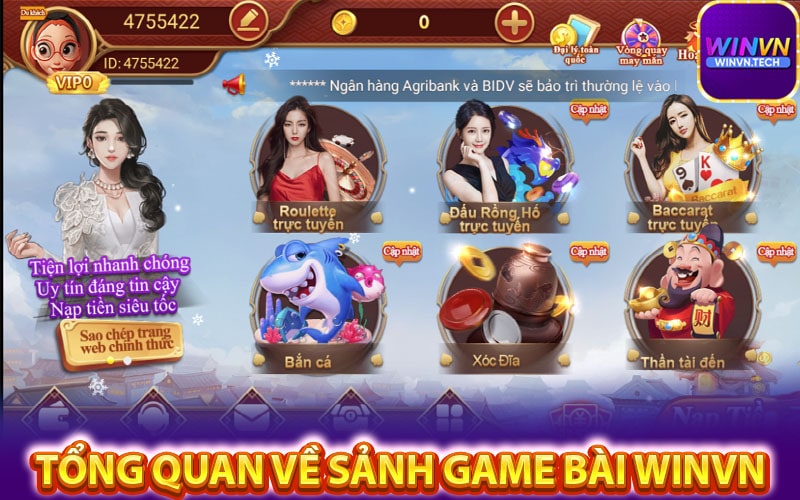 Tổng quan về sảnh Game bài winvn